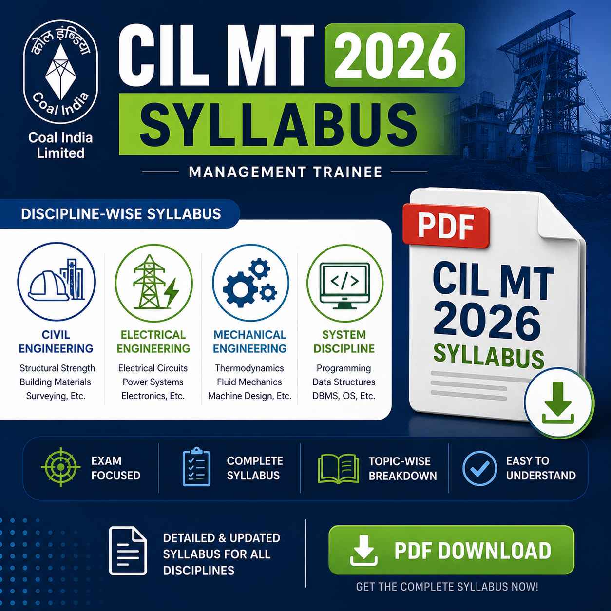 CIL MT Syllabus 2026 PDF Download — Discipline-Wise Complete Guide for All 9 Streams