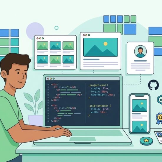 HTML CSS projects 2026 beginner web development portfolio projects illustration