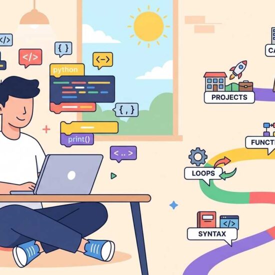 Python roadmap 2026 beginner coding learning path illustration